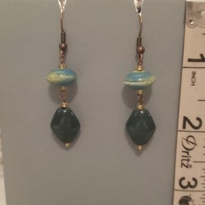 Green Beaded Boho Earrings